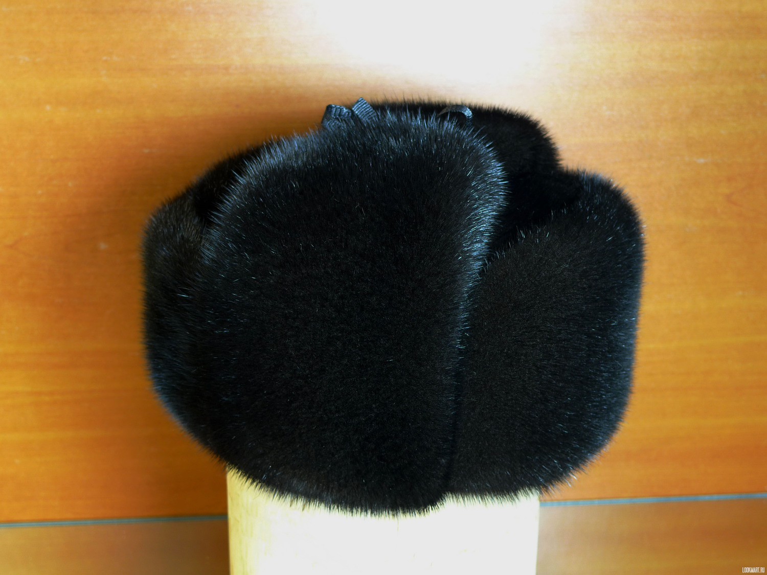 Мужская норковая шапка ушанка черный бриллиант