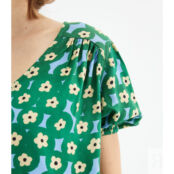 Блузка С короткими рукавами и цветочным принтом XL зеленый