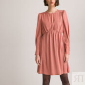 Платье Короткое расклешенное с длинными рукавами 46 розовый