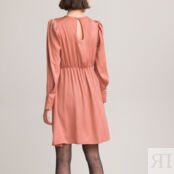 Платье Короткое расклешенное с длинными рукавами 46 розовый