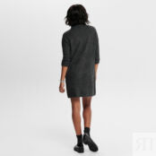 Платье-пуловер с высоким воротником из плотного трикотажа  M серый