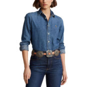 Рубашка Из джинсовой ткани с длинными рукавами 38 (FR) - 44 (RUS) синий