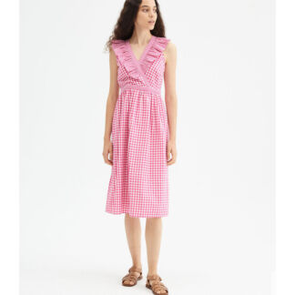 Платье С вырезом с воланом принт виши XS розовый