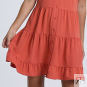 Платье На пуговицах расклешенное с бантиком на спинке M оранжевый