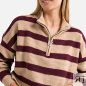 Пуловер с воротником-стойкой из объемного трикотажа  L красный