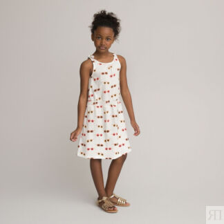 Платье Без рукавов с принтом биохлопок 3-12 лет 5 лет - 108 см бежевый