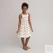 Платье Без рукавов с принтом биохлопок 3-12 лет 5 лет - 108 см бежевый