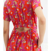 Платье-блузка С короткими рукавами и принтом S красный