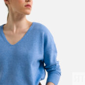 Пуловер С V-образным вырезом из тонкого трикотажа XS синий