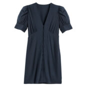 Платье Короткое с v-образным вырезом и короткими рукавами 46 синий