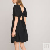 Платье Короткое расклешенное со вставками на спинке 42 черный