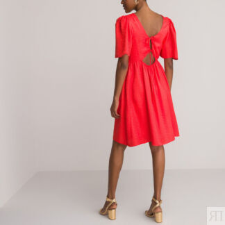 Платье Короткое расклешенное со вставками на спинке 40 красный