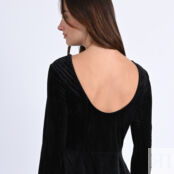 Платье Бархатистое на ощупь с декольте на спинке XL черный