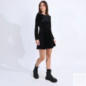 Платье Бархатистое на ощупь с декольте на спинке XL черный