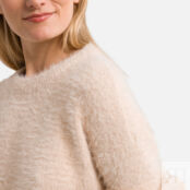 Пуловер из трикотажа с начесом круглый вырез  XS бежевый