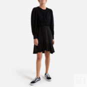 Платье Расклешенное с длинными рукавами 3(L) черный