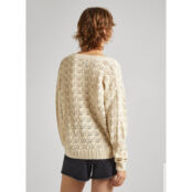 Пуловер из ажурного трикотажа V-образный вырез  XS бежевый