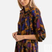Платье Короткое с рисунком и длинными рукавами 4(XL) фиолетовый