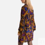 Платье Короткое с рисунком и длинными рукавами 4(XL) фиолетовый