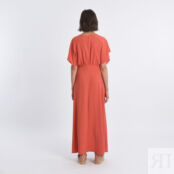 Платье Длинное с V-образным вырезом M оранжевый
