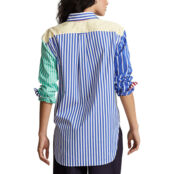 Рубашка прямая в разноцветную полоску  42 (FR) - 48 (RUS) синий