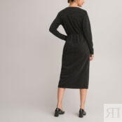 Платье-миди С запахом длинные рукава 46 черный