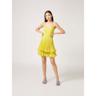 Платье На тонких бретелях с плиссированной юбкой 42 желтый
