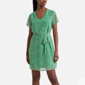 Платье Короткое с принтом S зеленый