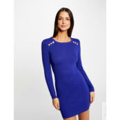 Платье-пуловер Приталенное с длинными рукавами L синий