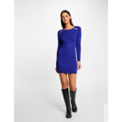 Платье-пуловер Приталенное с длинными рукавами L синий