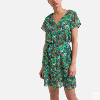 Платье Короткое с принтом S зеленый