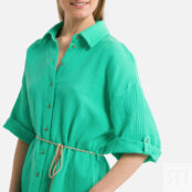 Платье-рубашка Широкие рукава с завязками M зеленый