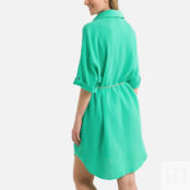 Платье-рубашка Широкие рукава с завязками M зеленый