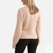 Пуловер с V-образным вырезом длинными рукавами  M бежевый