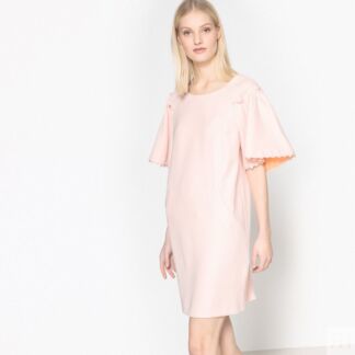 Платье Короткое прямое однотонное с короткими рукавами 42 розовый