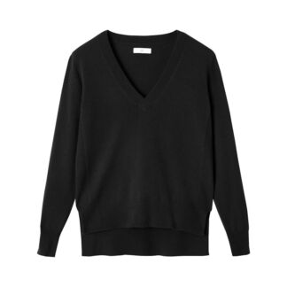 Пуловер С V-образным вырезом из кашемира тонкий трикотаж S черный