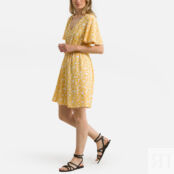 Платье Короткое с V-образным вырезом 44 желтый