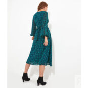 Платье-миди С вырезом с запахом и геометрическим принтом 42 зеленый