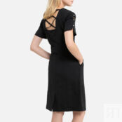 Платье Прямое средней длины короткие рукава 42 черный