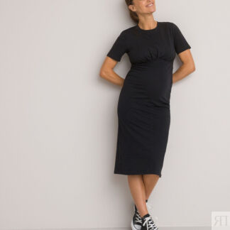 Платье Для периода беременности прямое короткие рукава L черный