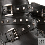 Ботинки Из кожи на шнуровке с заклепками для широкой стопы 41 черный