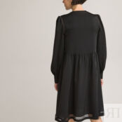 Платье Короткое расклешенное с длинными рукавами 40 черный
