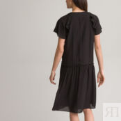 Платье Расклешенное средней длины с короткими рукавами 42 черный