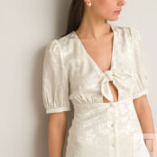 Платье Свадебное с короткими рукавами и отрезными деталями 48 белый