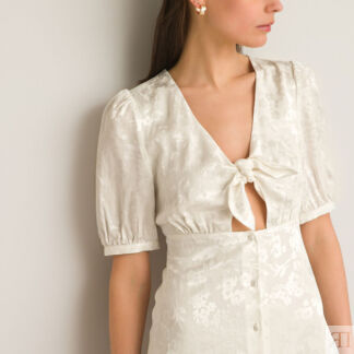 Платье Свадебное с короткими рукавами и отрезными деталями 44 белый
