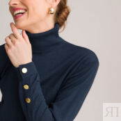 Пуловер С воротником с отворотом тонкий трикотаж смешанная шерсть 42/44 (FR