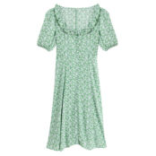 Платье На пуговицах с рюшами на воротнике и цветочным принтом 40 зеленый