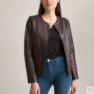 Короткая Куртка женская из натуральной кожи 40 (FR) - 46 (RUS) каштановый