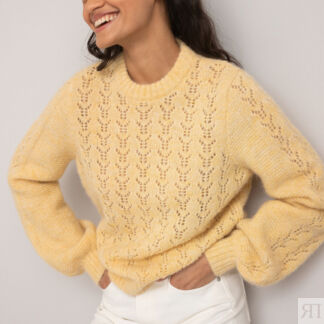 Пуловер С круглым вырезом из трикотажа пуантель смешанная альпака XL желтый
