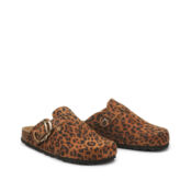 Туфли без задника-сабо из кожи с леопардовым принтом  40 каштановый